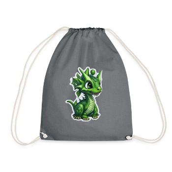 Bébé dragon, mignon, heureux, souriant - Sac de sport léger - gris - Devant