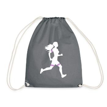Icône de la femme de la course à pied marathon - Sac de sport léger - gris - Devant