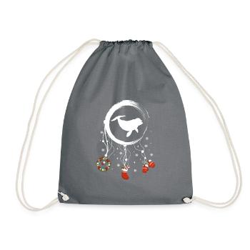 Delfin Weihnachten Weihnachtstraumfänger - Turnbeutel - Grau - Vorne