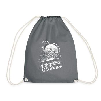 Motorcycle American Pride Gift Idea - Drawstring Bag - grey - Front