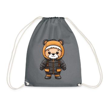 Bear Winter Comic - Drawstring Bag - grey - Front