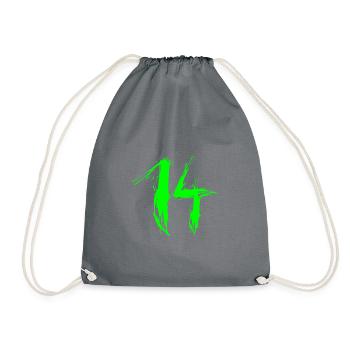 zahl 14 grün 14.Geburtstag Lieblingszahl Vektor - Drawstring Bag - grey - Front