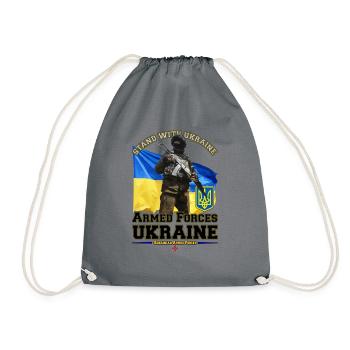 Stand with Ukraine - ukraine armed forces - Drawstring Bag - grey - Front