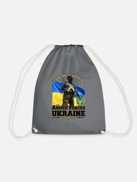 Stand with Ukraine - ukraine armed forces - Drawstring Bag - grey