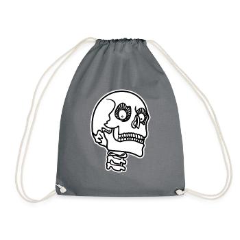 Creepy Skull Skull Skull Skeleton Halloween Skull - Drawstring Bag - grey - Front