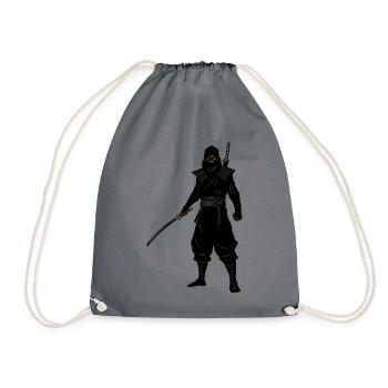 Double-armed ninja battle stance - Drawstring Bag - grey - Front
