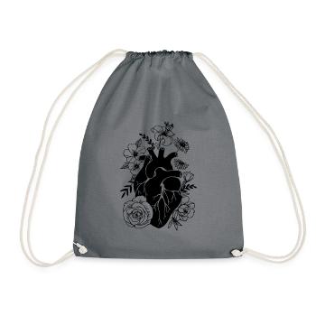 Anatomisches Herz mit Blumen - Turnbeutel - Grau - Vorne