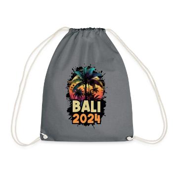 Bali 2024 Holiday Saying - Drawstring Bag - grey - Front