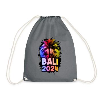 Bali 2024 Urlaub Bunt - Turnbeutel - Grau - Vorne