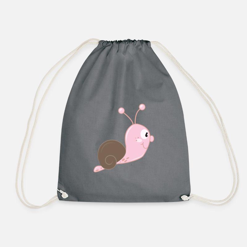 cute pink cartoon comic snail - Drawstring Bag - grey
