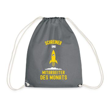 Schreiner Mitarbeiter des Monats Schreinerei Azubi - Turnbeutel - Grau - Vorne