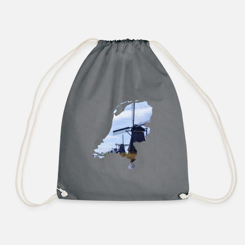Netherlands - windmills - Drawstring Bag - grey