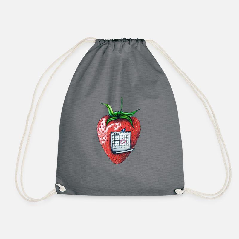Strawberry week - Drawstring Bag - grey