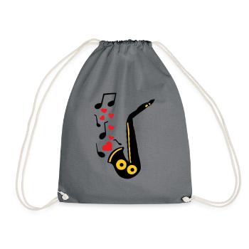 Saxophone sheet music 1 two-tone - Drawstring Bag - grey - Front