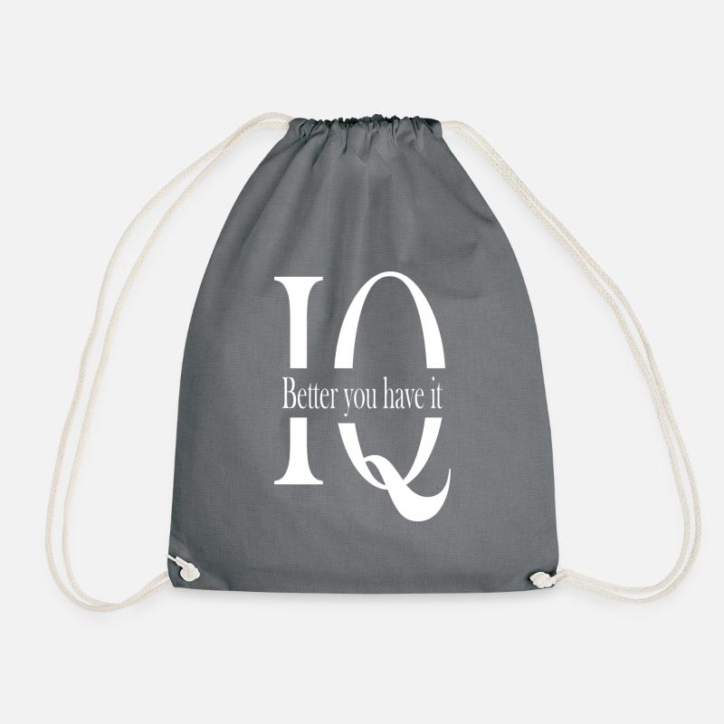 IQ White - Drawstring Bag - grey