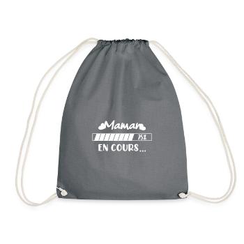 Maman en cours ... 75% t-shirt femme enceinte - Sac de sport léger - gris - Devant