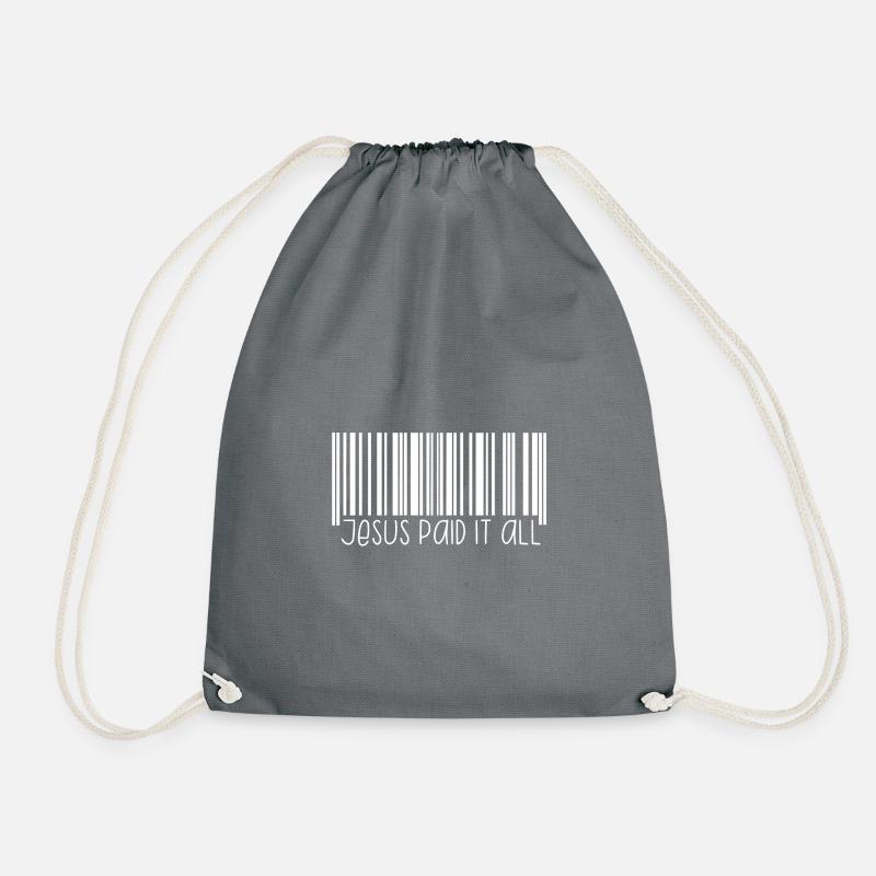 Jesus paid it all Jesus alles bezahlt Barcode weiß - Turnbeutel - Grau