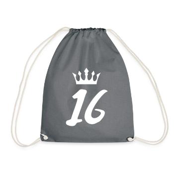 16 Zahl Krone - Turnbeutel - Grau - Vorne