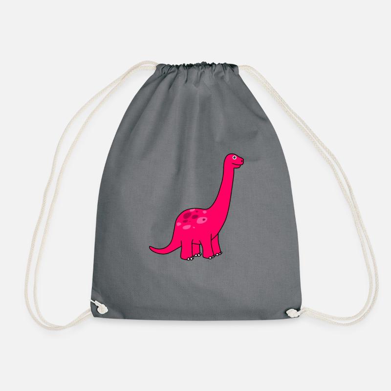 Cute pink dino - Drawstring Bag - grey