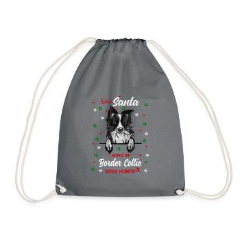 Border Collie Hund Weihnachten Hunderasse - Turnbeutel - Grau - Vorne