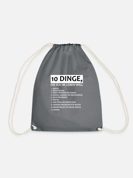 Mofa Fan Geschenk 10 Dinge, Die Ich im Leben Will. - Turnbeutel - Grau