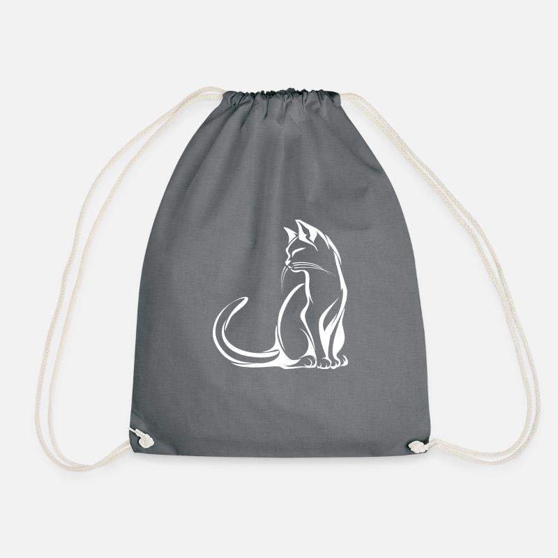 Cat, Cat Motif, Cat Face - Drawstring Bag - grey