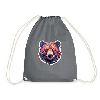 Bear psychedelic and colorful - Drawstring Bag - grey - Front