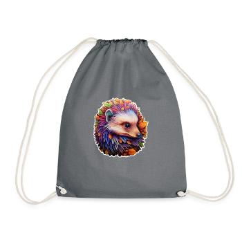 Hedgehog psychedelic - Drawstring Bag - grey - Front