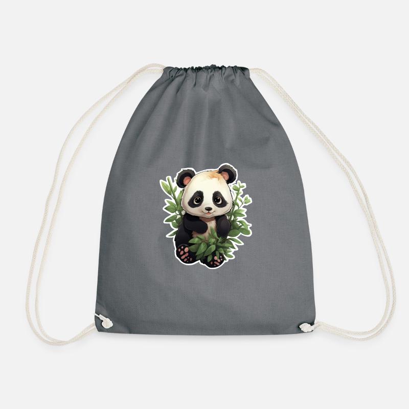 Panda Cute - Drawstring Bag - grey