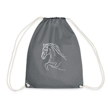 Horse Doodle Horse Lover Hand Drawn - Drawstring Bag - grey - Front