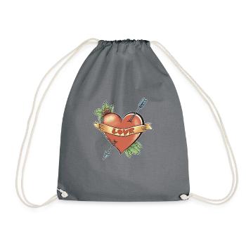 Heart Tattoo with dripping love - Drawstring Bag - grey - Front