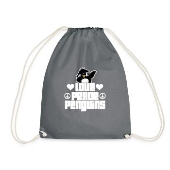 Love Peace Penguins Funny Dab Cool Penguin Dabbing - Drawstring Bag - grey - Front