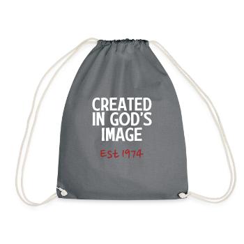 Created in God's Image Est 1974 - Drawstring Bag - grey - Front