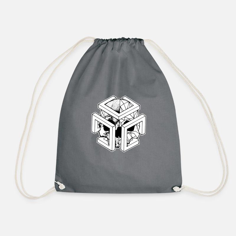 GEO SKULL - Drawstring Bag - grey
