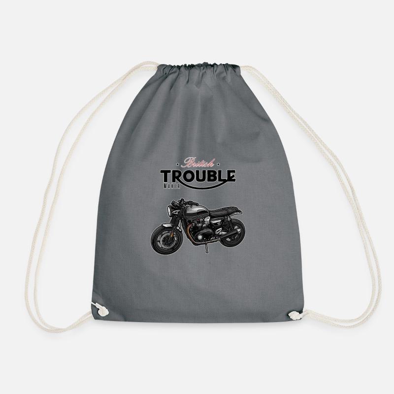 Modern Classic // Custom // Motorcycle - Drawstring Bag - grey