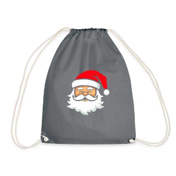 Weihnachtlicher Santa - Turnbeutel - Grau - Vorne