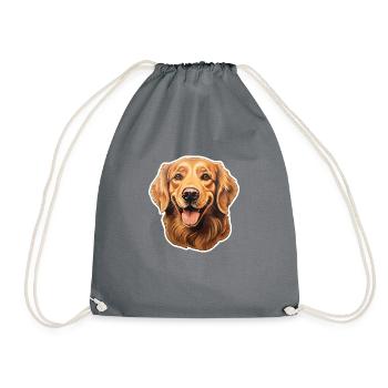 Golden Retriever Head - Drawstring Bag - grey - Front