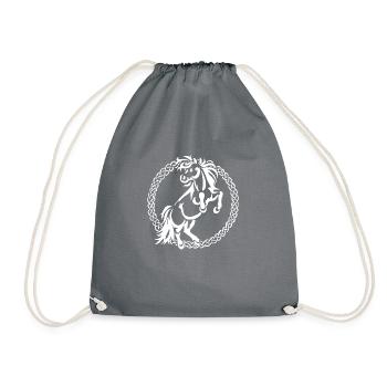 Shetty Pony Tribal Tattoo White Celtic Gift - Drawstring Bag - grey - Front