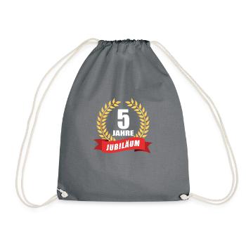 5 Jahre Jubiläum Dienstjubiläum Firma - Turnbeutel - Grau - Vorne