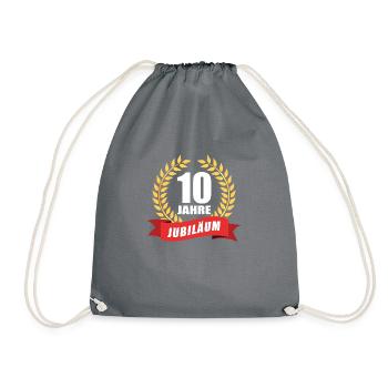 10 Jahre Jubiläum Dienstjubiläum Firma - Turnbeutel - Grau - Vorne