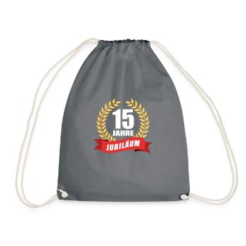15 Jahre Jubiläum Dienstjubiläum Firma - Turnbeutel - Grau - Vorne