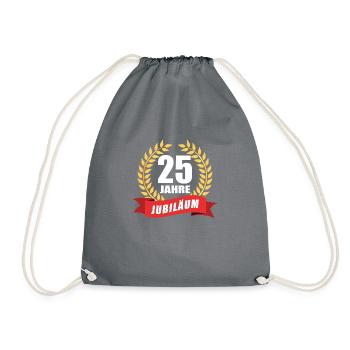 25 Jahre Jubiläum Dienstjubiläum Firma - Turnbeutel - Grau - Vorne