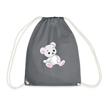 Cute cartoon bear - Drawstring Bag - grey - Front