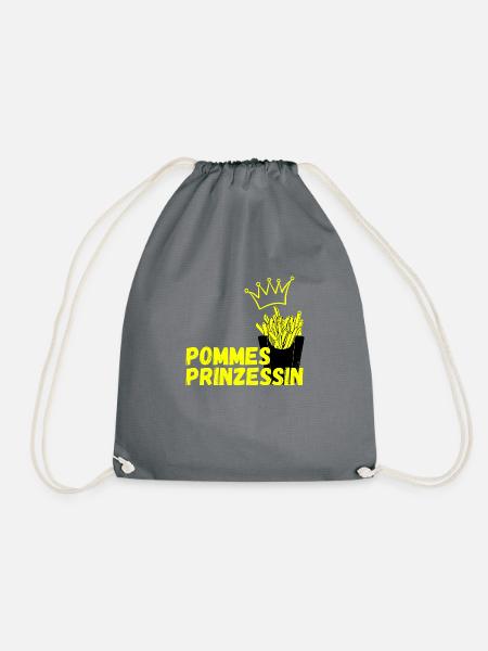 Pommes Prinzessin Fritten Kartoffel - Turnbeutel - Grau