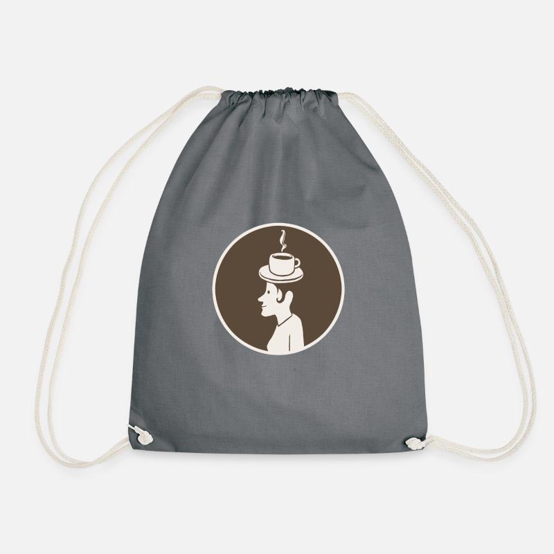Coffee Hat Woman - Drawstring Bag - grey