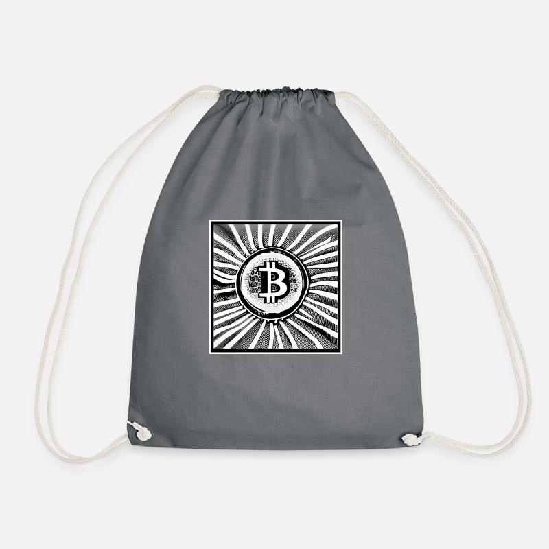 Bitcoin in Schwarz und Weiß - Turnbeutel - Grau