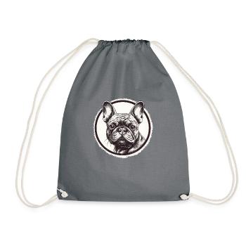French Bulldog, Frenchie, Puppy - Drawstring Bag - grey - Front