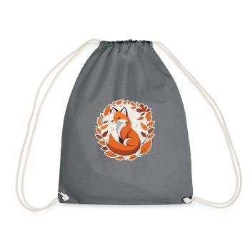Fox in Autumn #2 - Drawstring Bag - grey - Front