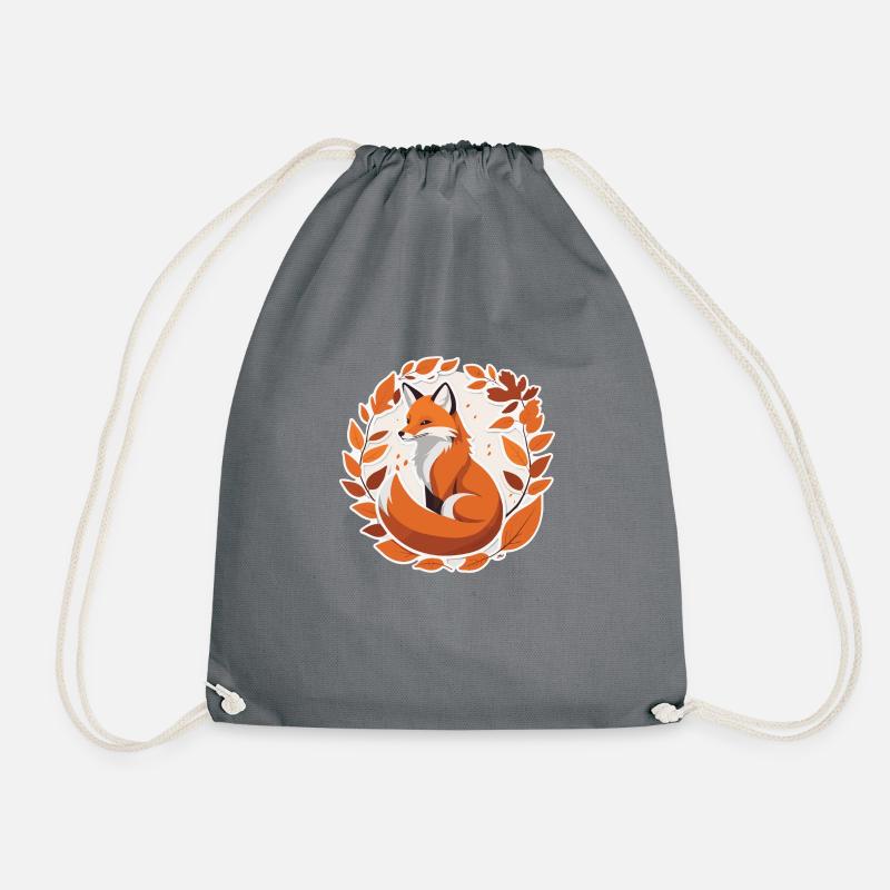 Fox in Autumn #2 - Drawstring Bag - grey