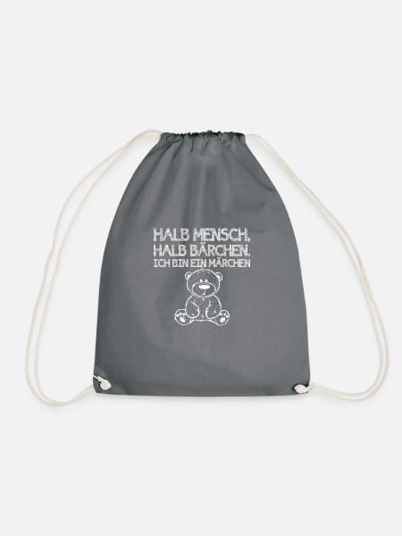 Märchen Shirt · Halb Bärchen · Süß Geschenk - Turnbeutel - Grau